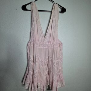 Free People Pink Lace Mini Dress